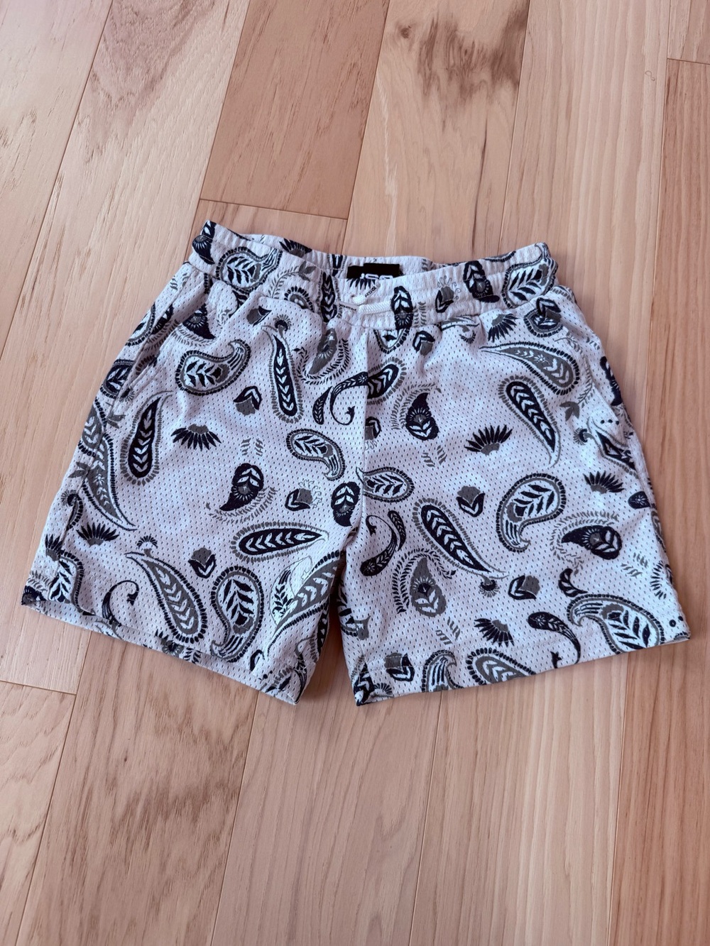 RSQ Cream Shorts with Navy Paisley Print